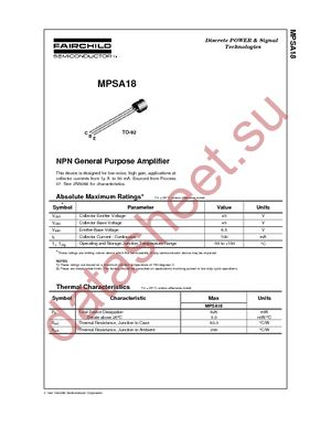 MPSA18_D75Z datasheet  